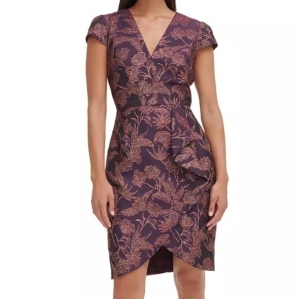 Vince Camuto. Jacquard Embroidered Dress.